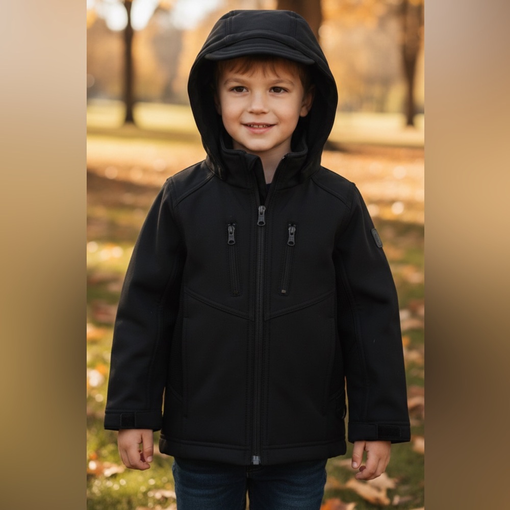 Urban Republic Soft Shell Jacket Boys size 7 XL  Zip Off Hood black kids @